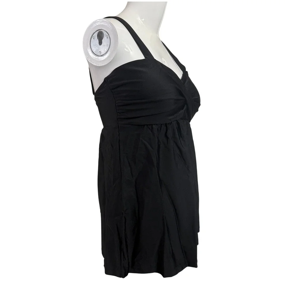 NWOT Black Tankini Swim Top Tummy Control Padded Adjustable Straps Size M - Picture 4 of 7